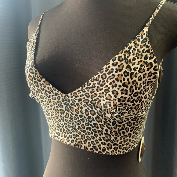 Leopard Print bustier cropped tank - Picture 1 of 5